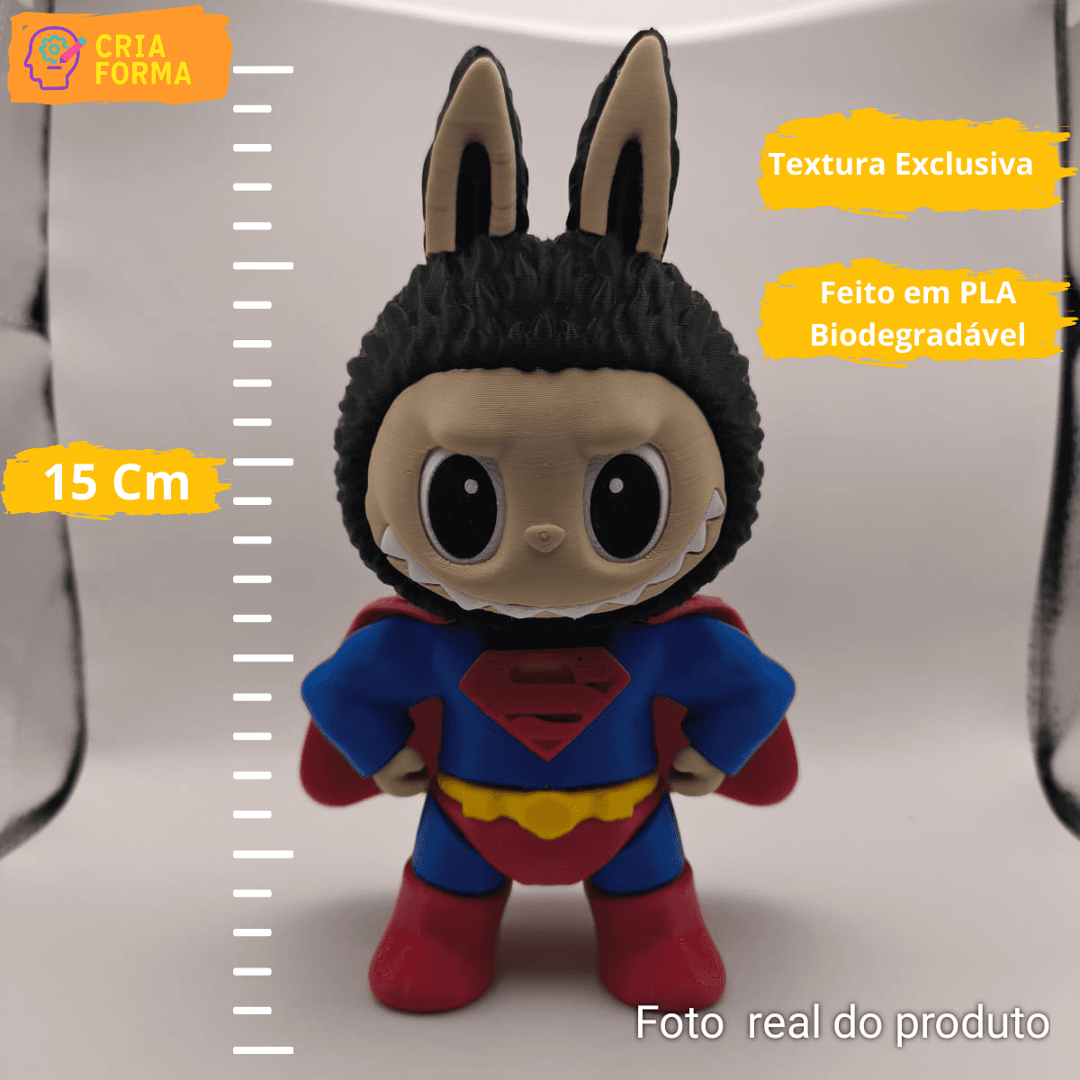 Labubu Superman 15cm – Impressão 3D